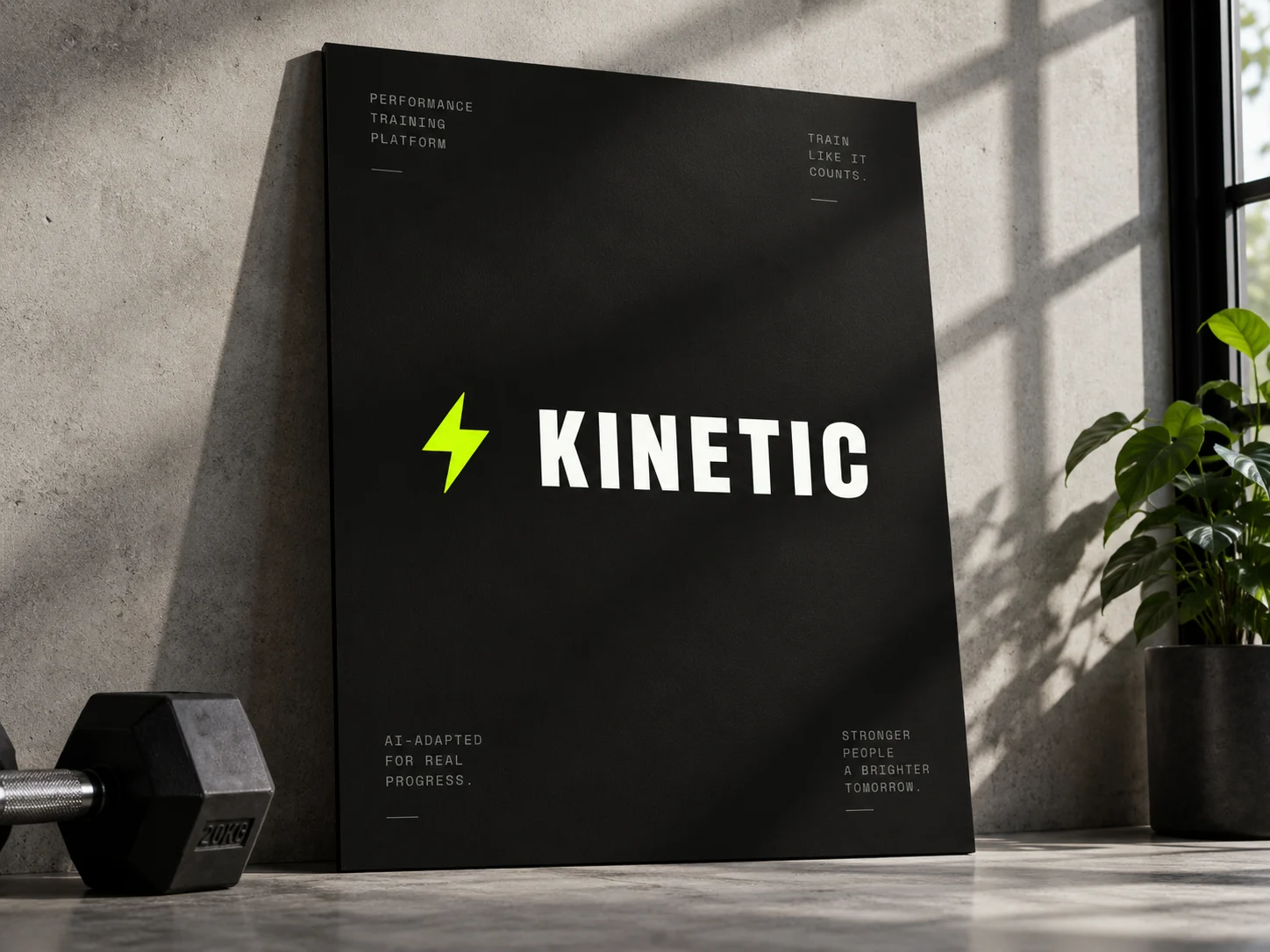 A Kinetic board leaning against a wall