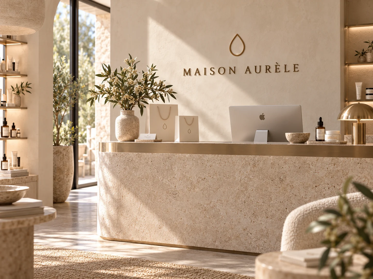 The reception desk of a Maison Aurèle boutique